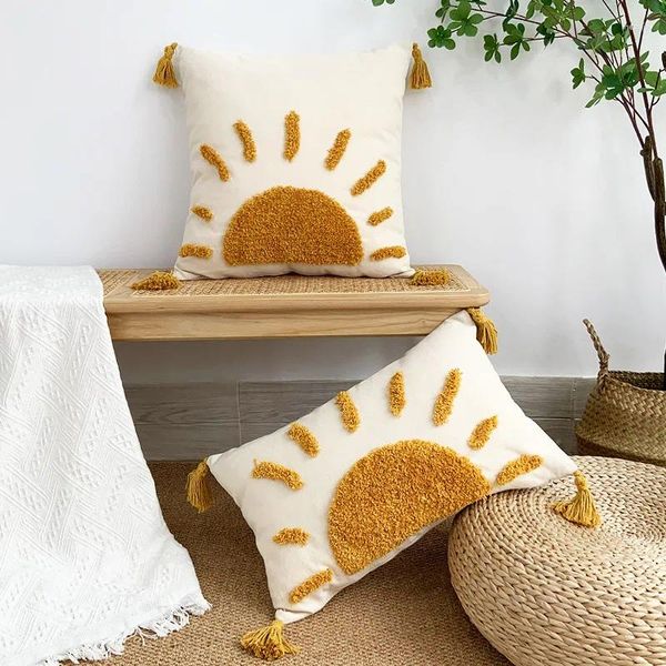 Travesseiro ins decoração de casa capa 30x5 0/45x4 5/50x50cm tufado sun print abraço fronha marroquino lance sofá funda cojin