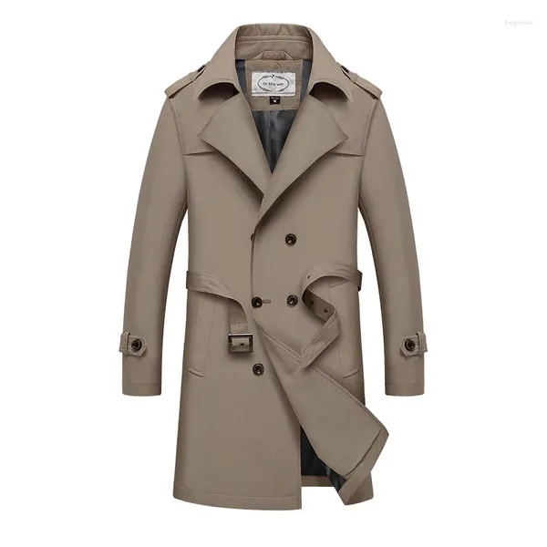 Casacos de Trench Masculinos 2023 Casaco Masculino Outono Inverno Versão Europeia de Long Business Casual Homens Jaqueta