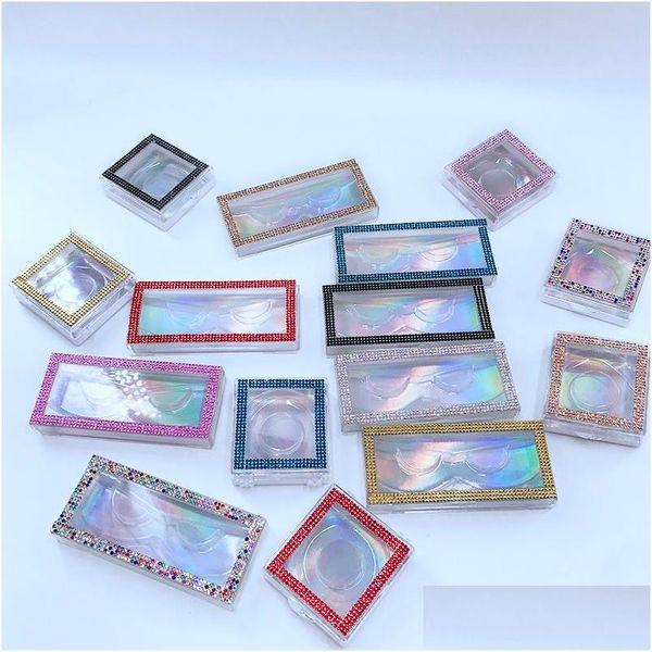 Caixas de embalagem Atacado Glitter Strass Lash Case 3D Mink Cílios Vazio Embalagem Personalizada Lashes Casos Sem Cílios Drop Deli Dh7Jq