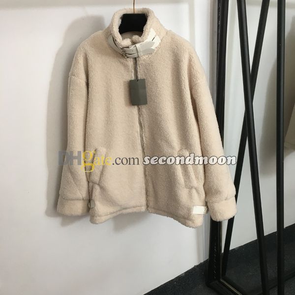 Cappotto da donna con stampa lettere Giacca invernale in lana antivento Cappotto con cerniera intera Cappotti in lana a maniche lunghe da donna