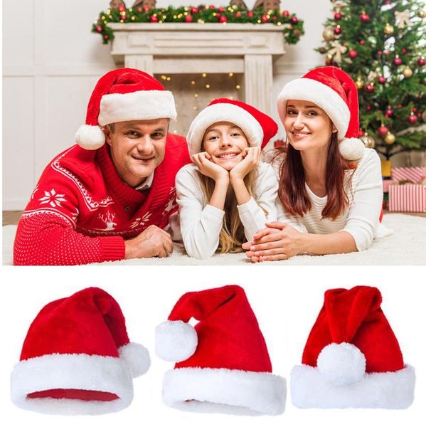 Decorações de natal chapéus adultos e crianças de pelúcia chapéu de natal papai noel cosplay chapéu de natal festival fontes de festa t9i002484