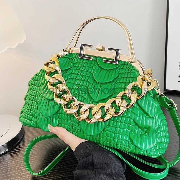 Cruz corpo 2023 luxo verde plissado sacos de ombro corrente ouro mensageiro sacos totes bolsas couro do plutônio ladycatlin_fashion_bags