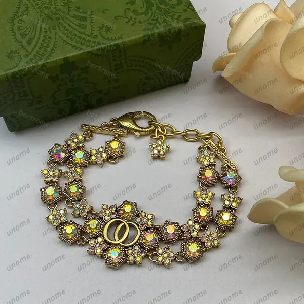 Designer-Schmuck-Set, Designer-Damen-Diamant-Kettenarmbänder, bunte Gold-Halskette, modisches Vintage-Armband G23101912Z