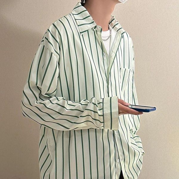 Camisas casuais masculinas de ajuste regular manga longa cor sólida único remendo bolso botão para baixo xadrez grosso verificado/listrado topos e95
