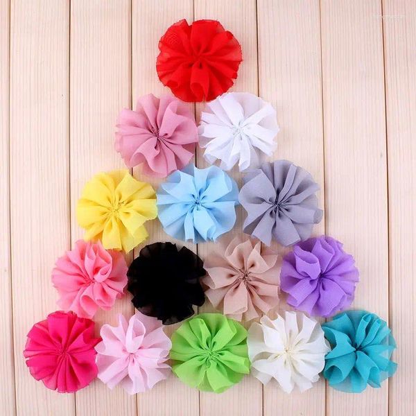 Fiori decorativi 10 pz/lotto 6.5CM15 Colori Stile Fiore di Chiffon Per Neonati Dolci Vendita Hairband Floreale Po Puntelli Bambino