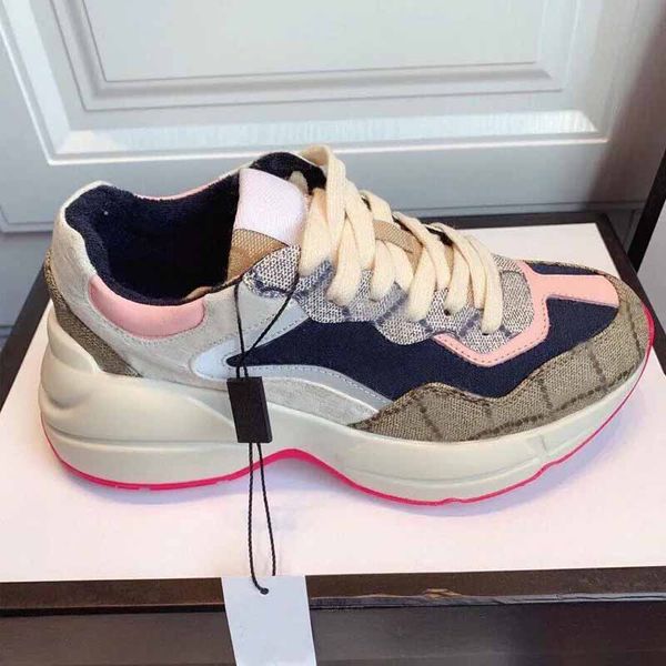 Scarpe casual con suola spessa da donna Sneaker stringata in pelle da viaggio 100% pelle bovina fashion lady Designer piatto Scarpe da ginnastica da corsa Lettere piattaforma uomo sneakers da palestra taglia 36-41-45