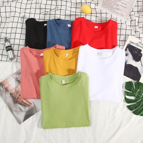 Frauen T Shirts MRMT 2023 Marke Gekämmte Baumwolle Einfache Feste Farbe Lose Große Größe Paar Reine Kurzarm Shirt damen