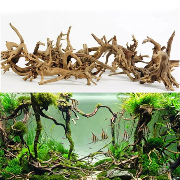 Decorações 2 PCS Madeira Natural Tronco de Árvore Driftwood Aquário Tanque de Peixes Planta Decoração Ornamento 231019