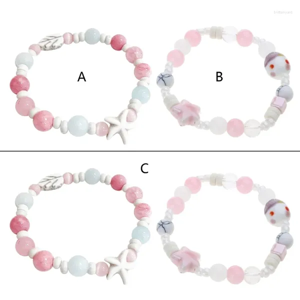 Braccialetti con ciondoli Braccialetti con fili di perline dopamina Abbigliamento quotidiano Gioielli Catena con perline di cristallo Colore caramella Donna