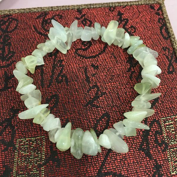 Strand verde natural gem pedra pulseira irregular cristal estiramento chip contas nuggets pulseiras pulseira de quartzo para mulher