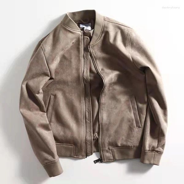 Jaquetas masculinas 2023 marca casaco para jaqueta masculina exterior desgaste vestuário vestuário high-end camurça colarinho de beisebol casual