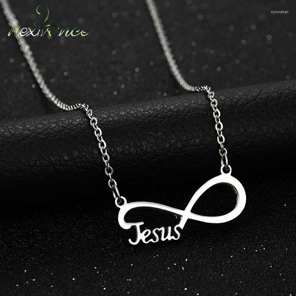 Colares Pingente Nextvance Infinity Jesus Colar Carta de Amor Lucky Número Oito Clavícula para Mulheres Presente Festa Jóias