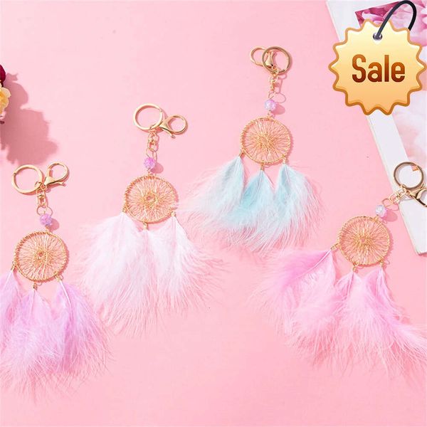 Dream Catcher Key Ciondolo Creative Car Key Chain Girl Borse Pendenti Feather Regalo adorabile Accessori a sospensione pratici