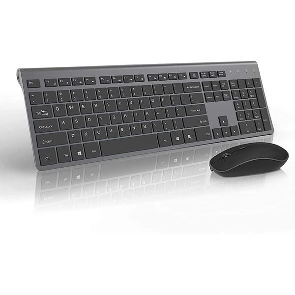 Tastatur-Maus-Kombinationen, wiederaufladbare kabellose Tastatur-Maus, 2,4 G, volle Größe, dünn, ergonomisches und kompaktes Design für Laptop, PC, Desktop, Computer, Windows 231018