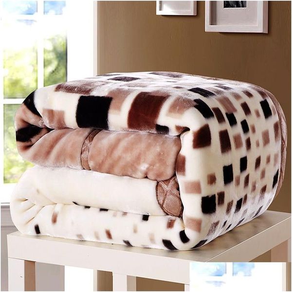 Coperte Morbida trapunta invernale Coperta stampata Raschel Visone Tiro Twin Queen Size Letto matrimoniale singolo Soffici calde coperte spesse grasse Casa Ga Dht75