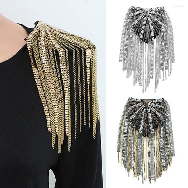 Fliegen Strass Quaste Epaulette Zarte Metall Pailletten Lange Kette Kleidung Zubehör DIY Klassische Schulter Brosche Männer Frauen