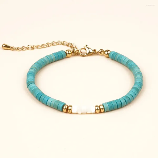 Strand YASTYT Braccialetti dell'amicizia turchese minimalista per le donne Boho Summer Beach Gioielli di moda Regalo Bracciale personalizzato con lettera d'amore