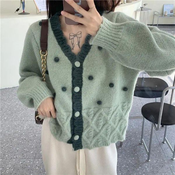 Hoodies femininos 2023 outono luz de luxo moda camisola feminina solta casual de manga comprida de malha cardigan jaqueta boutique roupas