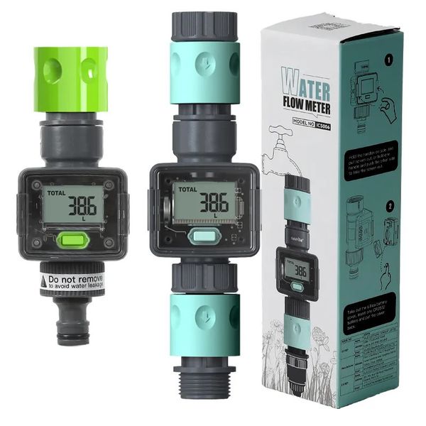 Equipamentos de rega Mangueira de medidor de fluxo de água digital para consumo de medida de jardim ao ar livre e taxa com conectores rápidos 231019