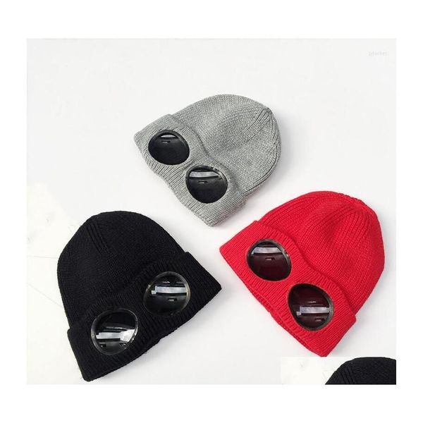 Beanie/Skl Kapaklar Beanies 2022 Kış Gözleri Şapka Cp Dribed Örgü Objektif Beanie Street Hip Hop Örtüsü Kalın Polar Kadınlar İçin Sıcak Erkekler D Dhqzi