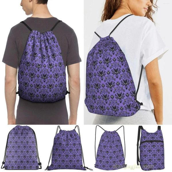 Sacos de compras homens ao ar livre viagem cordão mochila assombrada mansão papel de parede (telha) mulheres 2023 saco de esportes fitness natação