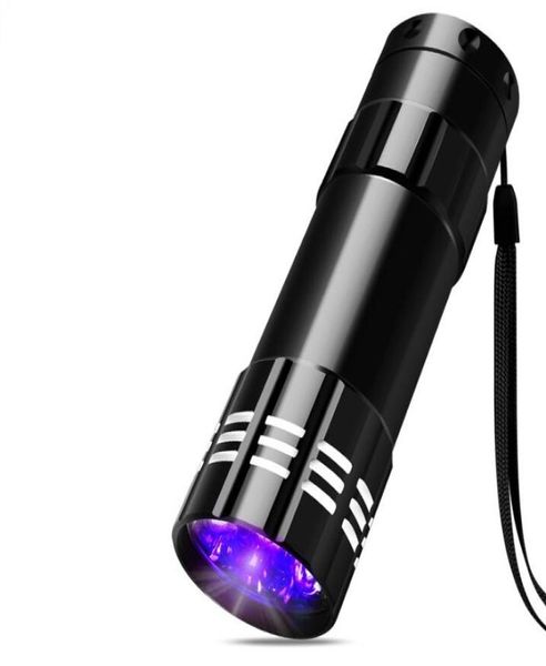 Taşınabilir 9 Mini LED LED El Feneri Mini UV Ultra LED Menekşe Torch Siyah Lamba Siyah Işık El Fenerleri El Mor Işık Alüminyum UEF6436002