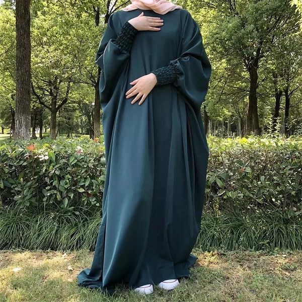 Plus Size Vestidos Gota Borboleta Modest Abaya Alta Qualidade Ramadan EID Elástico Pulso Maxi Vestido Nida Oração Muçulmana Roupas Islâmicas 231018