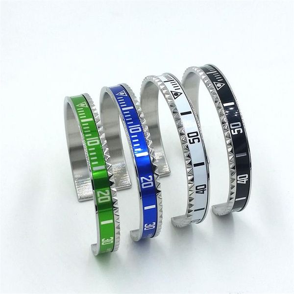 4 cores design clássico pulseira para homens de aço inoxidável manguito velocímetro pulseira moda masculina jóias com varejo p268j