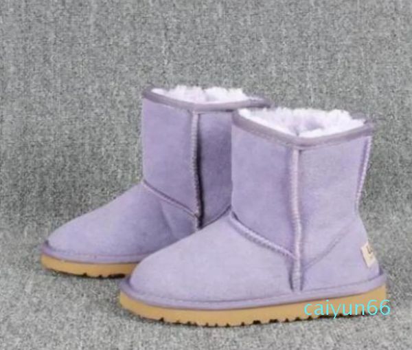 Stivali per scarpe da uomo Stivali da neve per bambini stile ragazzi e ragazze Stivali invernali in pelle di mucca Slipon impermeabili