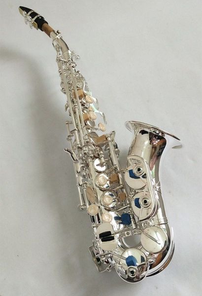 Música profissional S-901 pescoço curvo bbtune níquel prata latão soprano saxofone instrumento para estudantes com caso presente