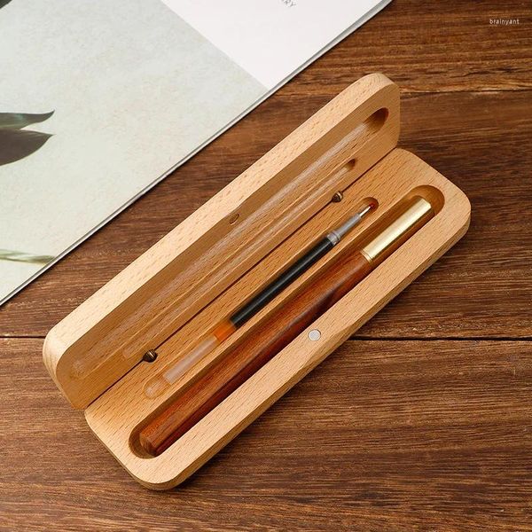Confezione regalo per matita per ufficio per studenti, custodia in legno per penne da 2 pezzi