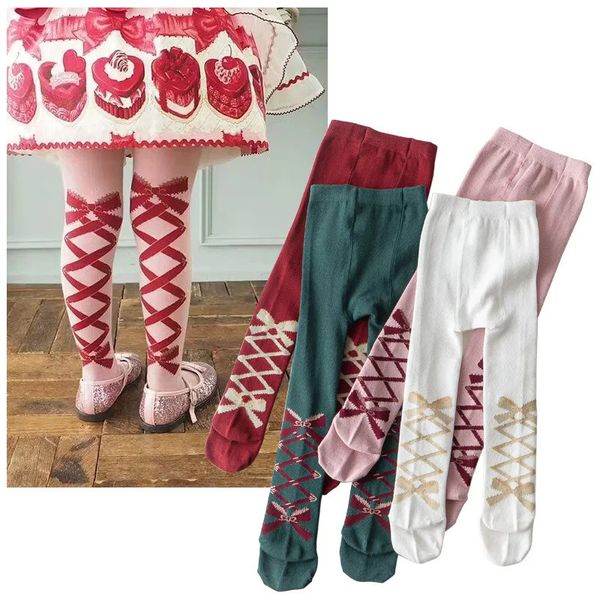 Leggings Collant Bambini Natale Morbido cotone Principessa Neonate Bowknot Collant Bambini Infantili Regali per 1 8 anni 231018