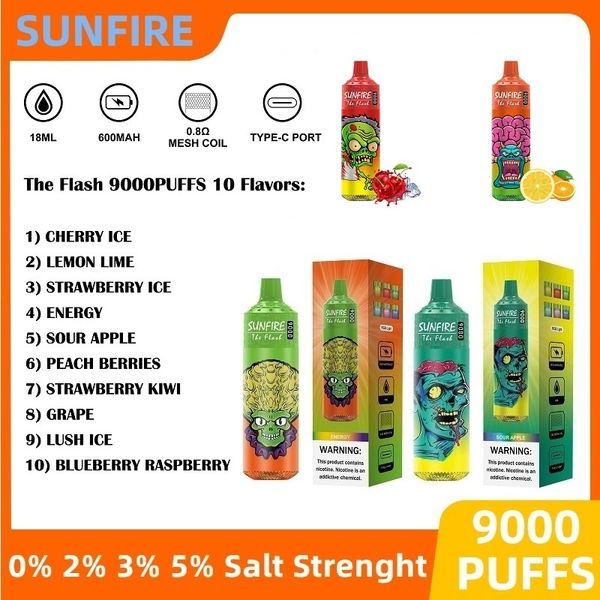 Sunfire più venduto Lituania Lettonia Svizzera OEM ODM SERVIZIO VAPE MONOSTRADATA 10000 POD WAPE 9000/9K SUF USTIS SUBBITALE E Sigaretta E Liquid Berries Sapore