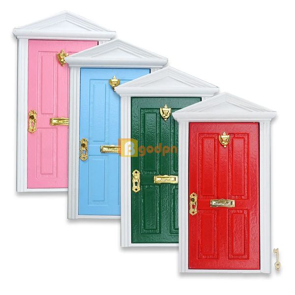 Accessori per la casa delle bambole Modello di scena con porta in legno colorata in miniatura per casa delle bambole Decorazioni natalizie Porte e finestre per bambole elfiche Porta superiore a punta 231018