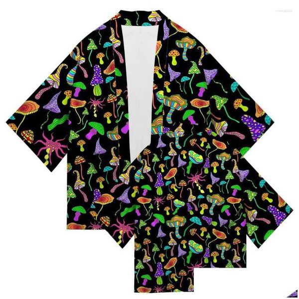 Мужские повседневные рубашки, японское кимоно, традиционный кардиган с грибным принтом, азиатская одежда, Харадзюку, самурай юката, хип-хоп, Прямая доставка