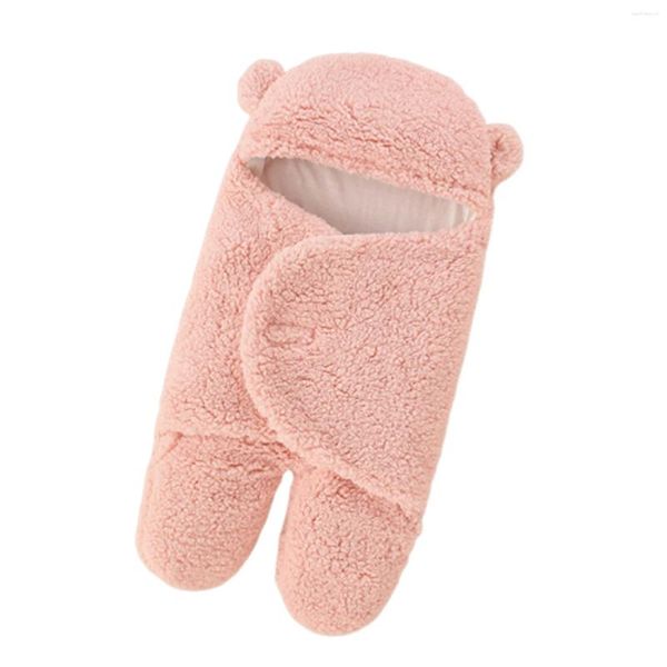 Cobertores Cordeiro Fleece Split Leg Bebê Saco de Dormir Respirável Confortável Swaddle com Orelhas de Urso para Infantil