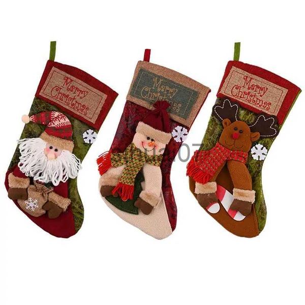 Weihnachtsdekorationen Weihnachtsstrümpfe Geschenktüten Kaminanhänger Socken Schneemann Elch Filz Weihnachtsgeschenktüten x1019