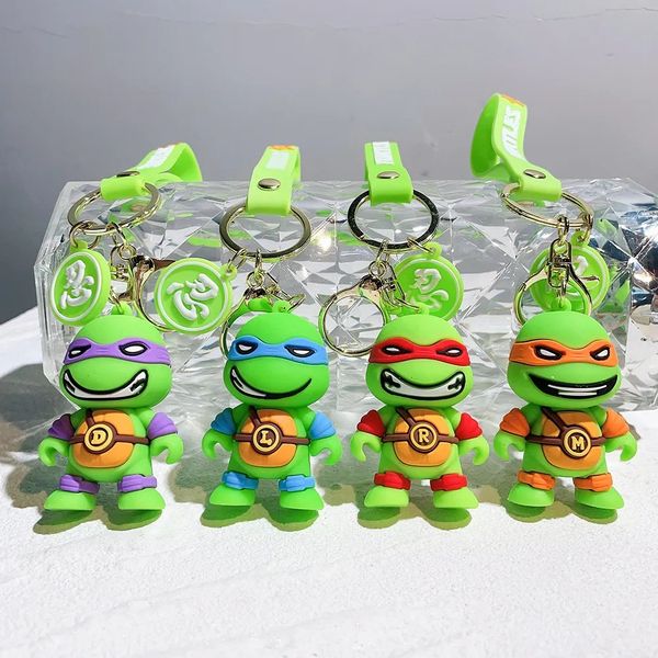 Dekompresyon oyuncak kaplumbağa anahtarlık ninja aksiyon figürü modeli pvc karikatür çantası bebek kolye oyuncakları hediye