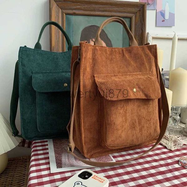 Cross Body Corduroy Tote Bag para Bolsas de Ombro 2023 Bolsas de Designer Resistente Metal Messenger Bolsa Escola Crossbody Bagsqwertyui879