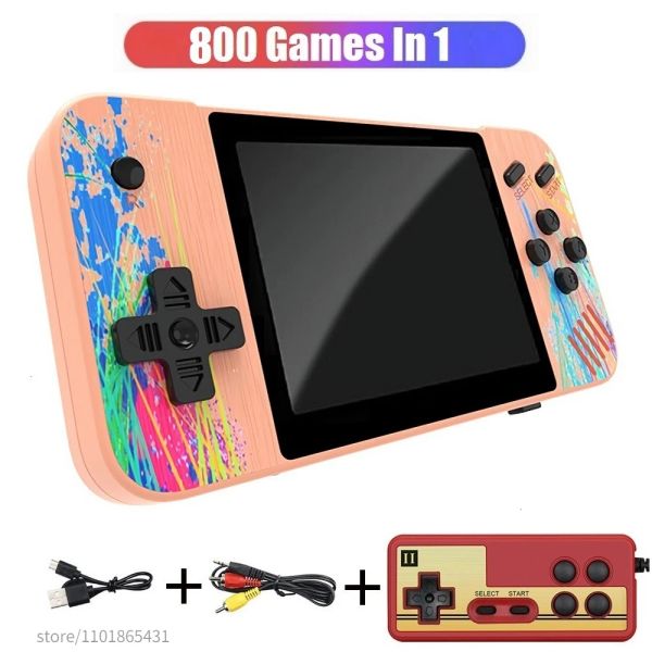 800 In 1 G3 Handheld-Spielekonsole 3,5-Zoll-LCD-Bildschirm Einzel-Doppel-Klassiker Retro Battle Tragbares Gamepad mit zusätzlichem Controller