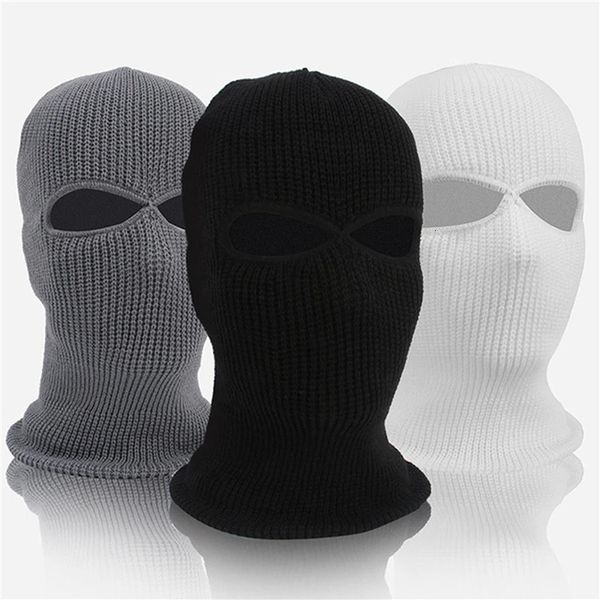 Radfahren Caps Masken 1PC Winter Strickmütze Warme Weiche 2 Löcher Full Face Ski Hut Kapuze Motorrad Helm Armee taktische Hut Mode Frauen Männer 231019