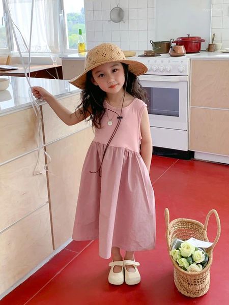 Mädchen Kleider Mädchen Sommer Mode Tank Top Kleid 2023 Koreanische Version Ärmellose Prinzessin Lange Trend Für Kleine Mittelgroße Kinder