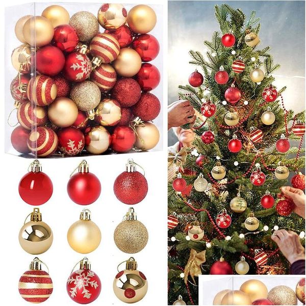 Decorações de Natal 3650 pcs bola conjunto 4cm decoração de árvore luz pó fosco brilhante ornamento oco ano 221118 gota entrega home garde dhtfi