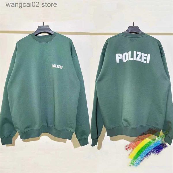 Erkek Hoodies Sweatshirts Yeşil Siyah Polizei Sweatshirts Crewneck Erkekler Kadın Yüksek Kaliteli Büyük Boy VTM Pullover Hoodie Etiketler T231019