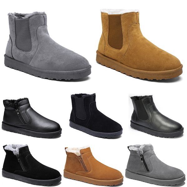 GAI GAI GAI Botas de neve sem marca masculinas e femininas sapatos marrom preto cinza couro tendência da moda ao ar livre algodão quente