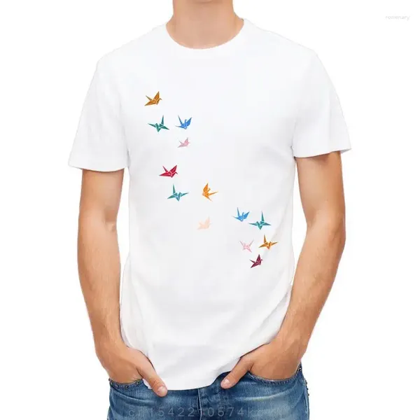 Herren T-Shirts Sommer Herren T-Shirt Fliegende Papierkräne Lustiges Flugzeug Bunter Druck Hochwertiges Freizeithemd