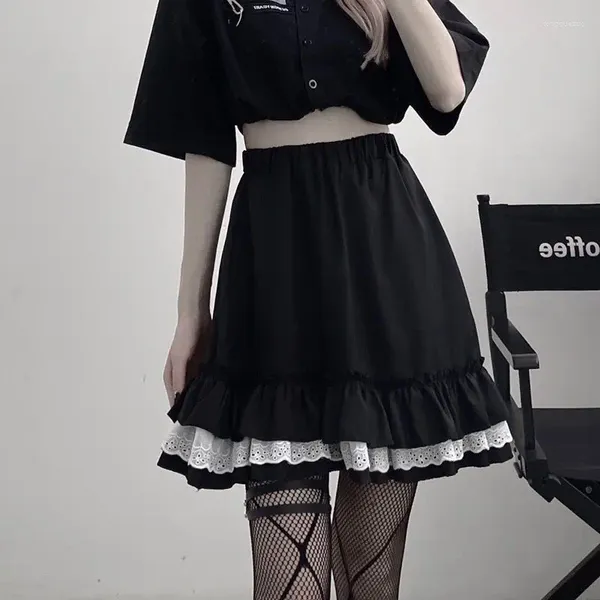 Юбки Японская короткая юбка Студентка Корейские плиссированные защитные брюки с высокой талией Кружевные многоярусные оборки Износостойкие милые
