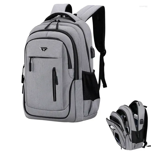 Sacos escolares cinza grande capacidade de pacote 15.6 back bagpack homens alta mochila oxford adolescente multifuncional laptop estudante universitário sólido