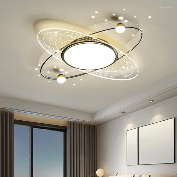 Luzes de teto modernas lâmpadas led para sala cozinha preto acrílico luxo redondo lustres controle remoto estudo quarto