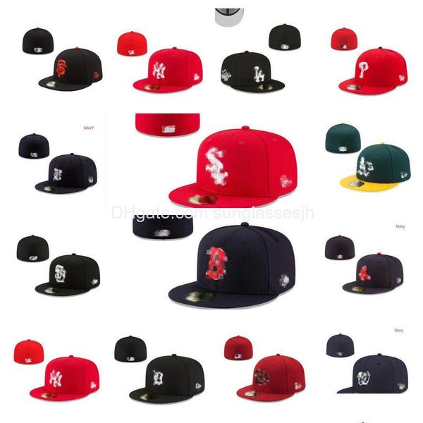 Бейсболки Облегающие шляпы Snapbacks Шляпа Регулируемый футбол Логотип всей команды Плоская спортивная одежда на открытом воздухе Вышивка Хлопковая закрытая шапка-рыбак Dhbtc